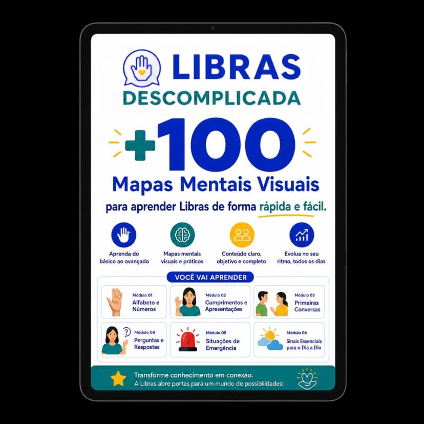Visual do Descomplica Libras — +100 mapas mentais visuais