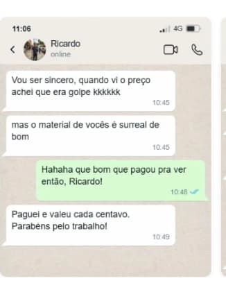 Depoimento de Ricardo no WhatsApp sobre a qualidade do material Descomplica Libras