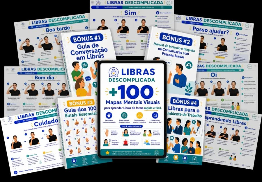 Descomplica Libras — pacote completo com biblioteca de mapas mentais visuais e bônus